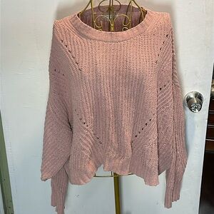 American Eagle cropped pink knit sweater Size XL